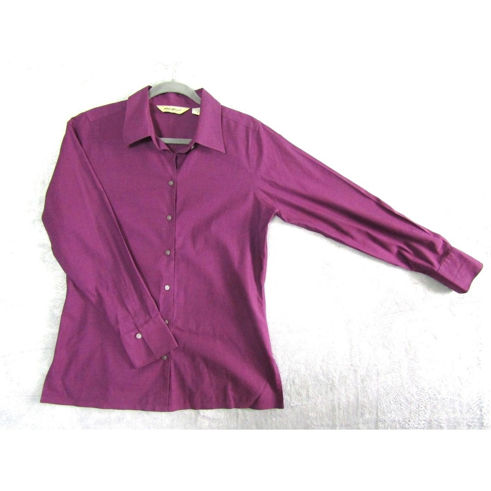 Eddie Bauer Purple Wrinkle Resistant Cotton Button Up Shirt Womens Size Medium